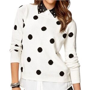 Forever 21 Cream and Black Polka Dot Sweater